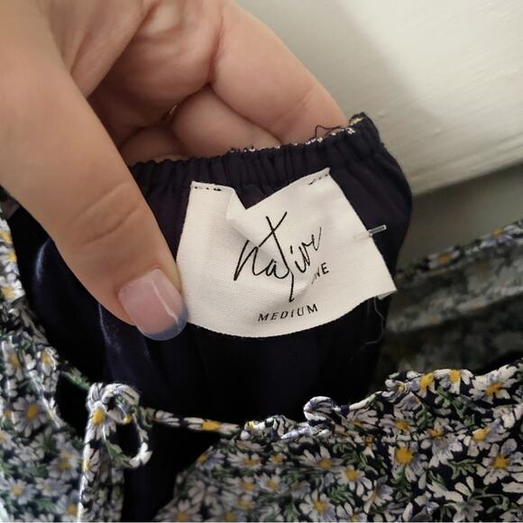 The Native One Black White Floral Print Off The Shoulder Mini Dress Size M - Picture 3 of 8